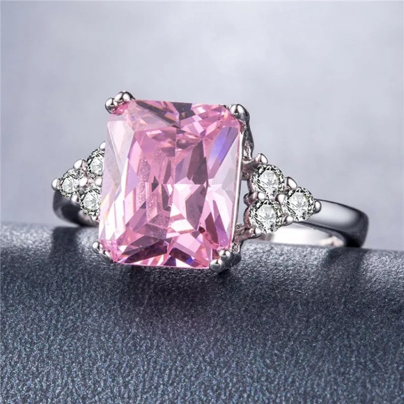 NEW Princess Cut Sapphire Sterling Silver Ring - Picture 3 of 6